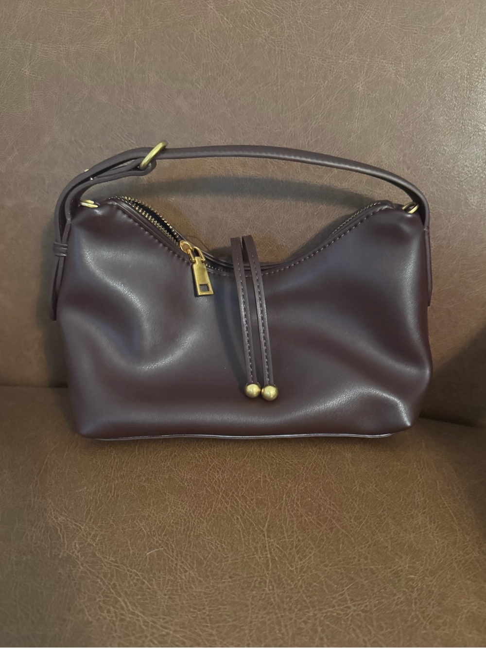 New Zara Mini Bucket Crossbody Bag Wine